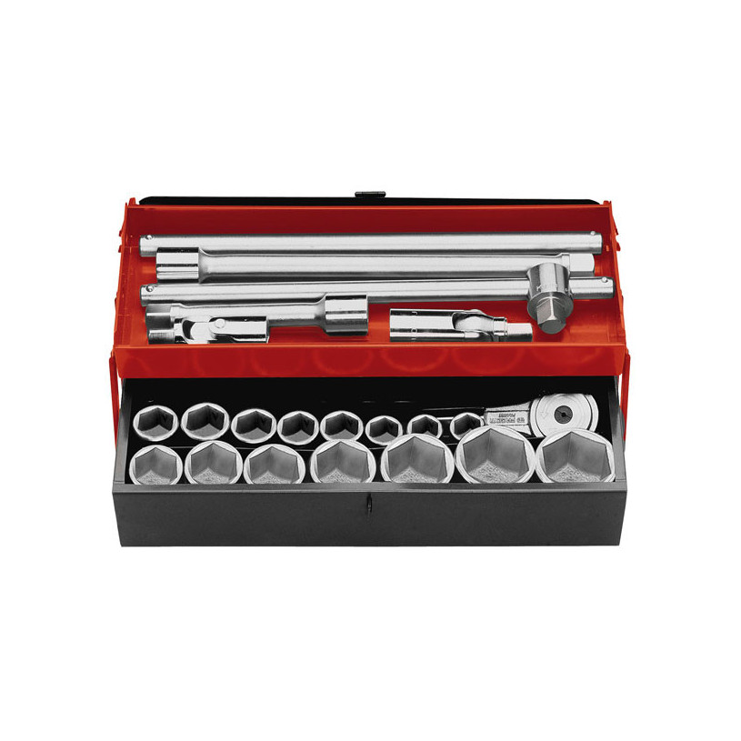 Caisse à outils de douilles à choc 3/4 métriques et accessoires - 19 pièces