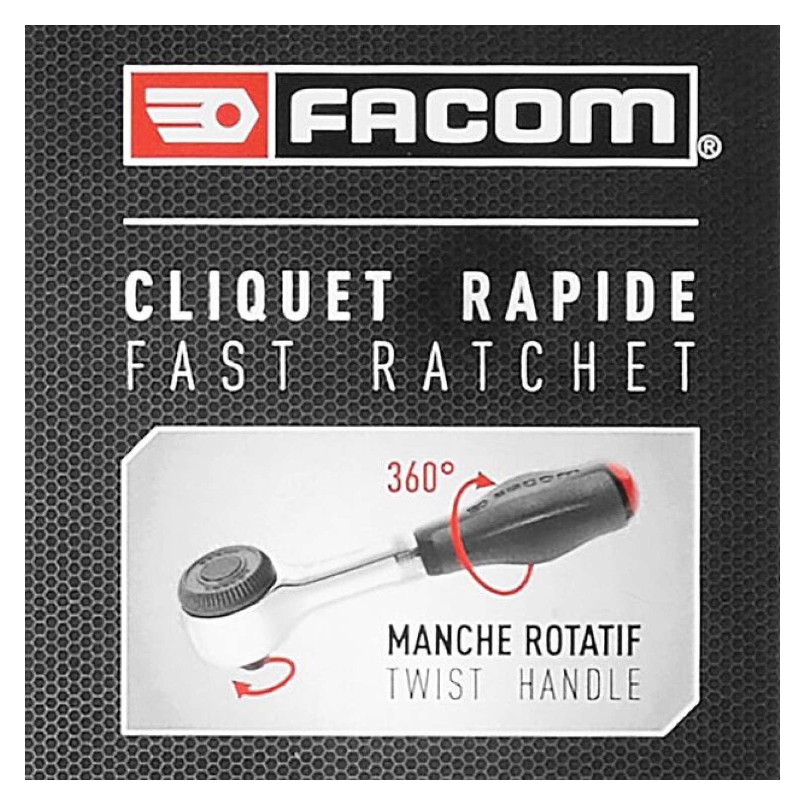 Cliquet 1/4 rapide à manche rotatif - Facom R.360PB promotion : Outillage à  main FACOM - Promeca