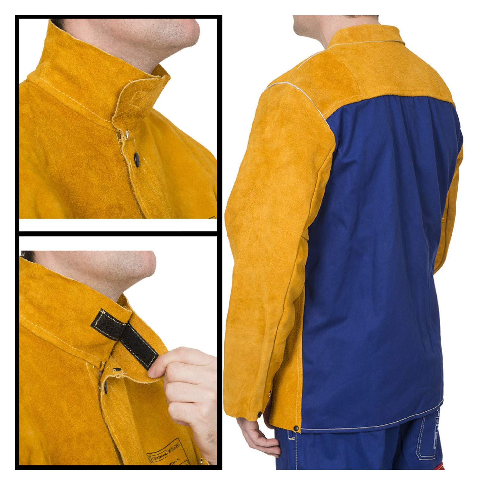 Veste Soudeur Golden Brown™- Dos Coton Ignifugé Taille L (81XØ112Cm) :  Soudage et accessoires Weldas - Promeca