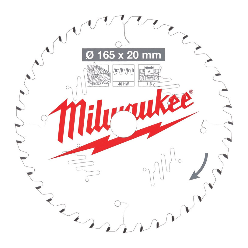 Lame Scie Circulaire Bois Milwaukee® - Ø 165X20 MM - 40 Dents MILWAUKEE