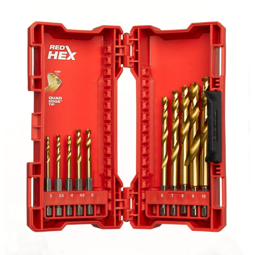 Coffret 10 Forêts HSS-G Tin Milwaukee® - Hex ¼" - Ø 3>10 MM MILWAUKEE