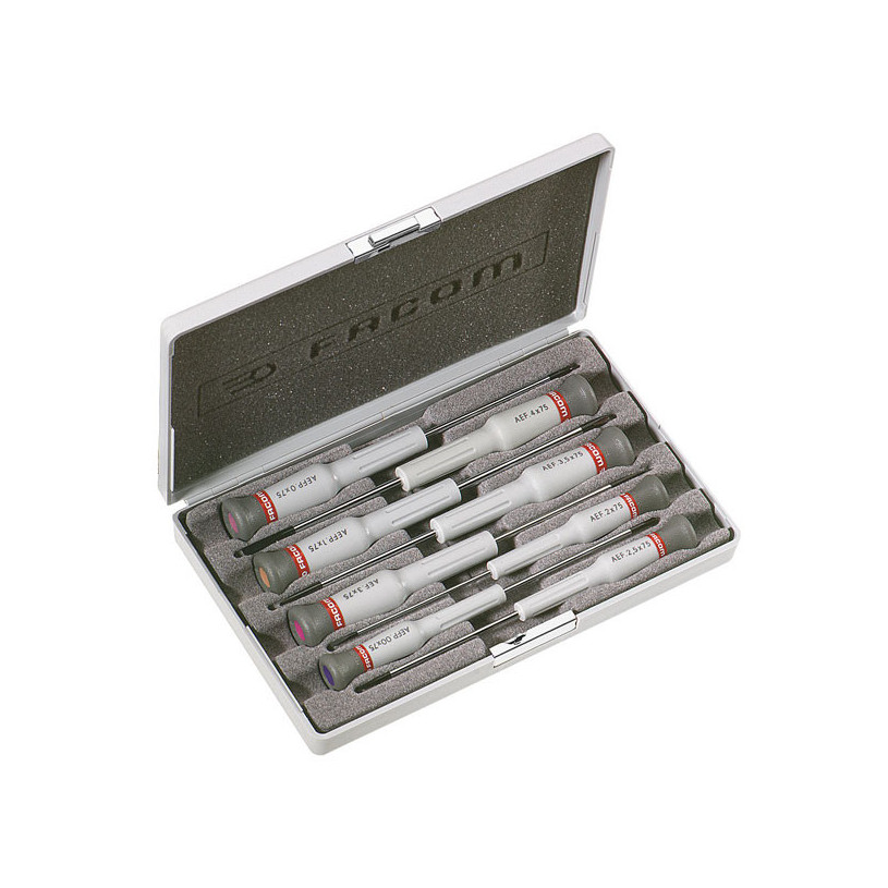 Coffret 8 Tournevis Précision 5 Plats/3PH FACOM Micro-Tech®- AEF.J3 FACOM